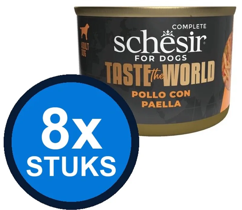 8x Schesir - Taste The World - Hondenvoer - Natvoer in blik - Kip Paella - 150g von Schesir – Produktfoto