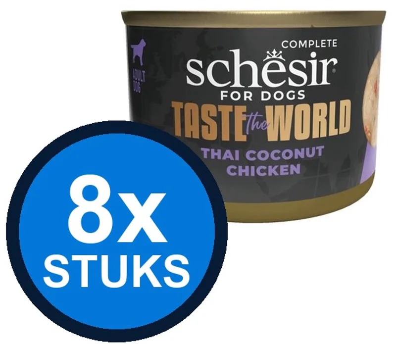 8x Schesir - Taste The World - Hondenvoer - Natvoer in blik - Kip Thai Coconut - 150g de Schesir – photo produit