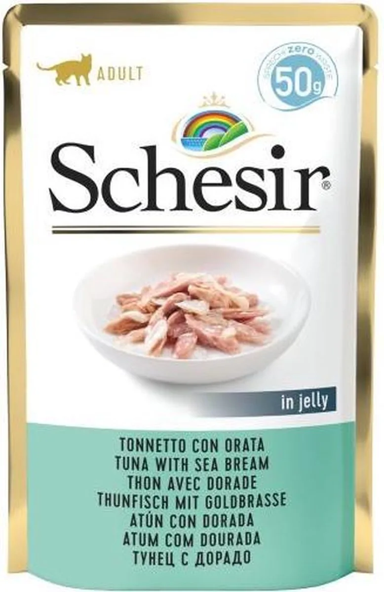 Adult in Jelly - Natvoer Kat - Tonijn & Goudbrasem - Aanvullend - 24 x 50g by Schesir – product photo