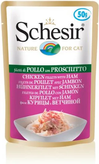 Adult - Natvoer Kat - Kipfilet & Ham in Gelei - Aanvullend - 24 x 50g by Schesir – product photo 1 of 2