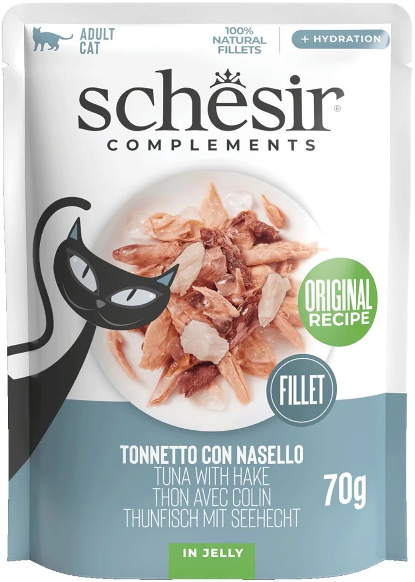 Adult, Thunfisch mit Seehecht, 24 x 70g, für erwachsene Katzen, natürlich von Schesir – Produktfoto