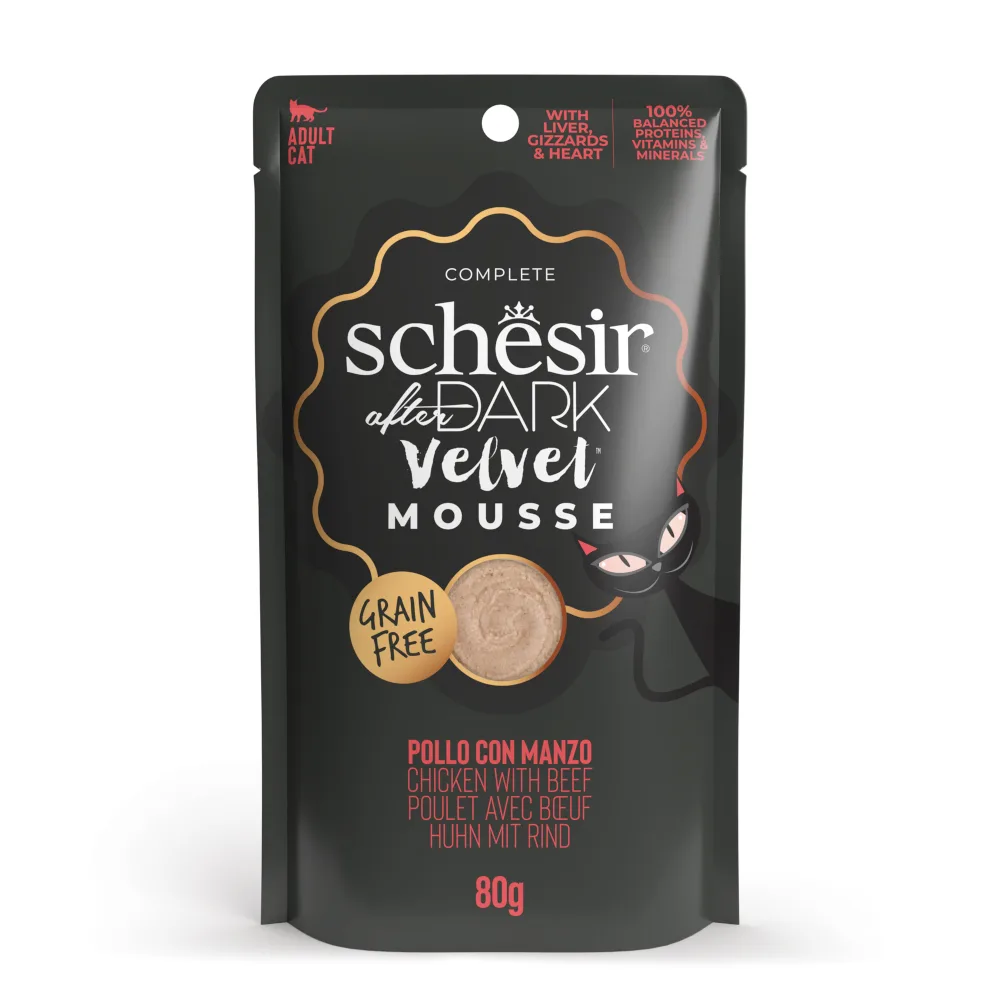 After Dark natvoer met kip en rund in mousse voor katten 80 GR från Schesir – produktbild