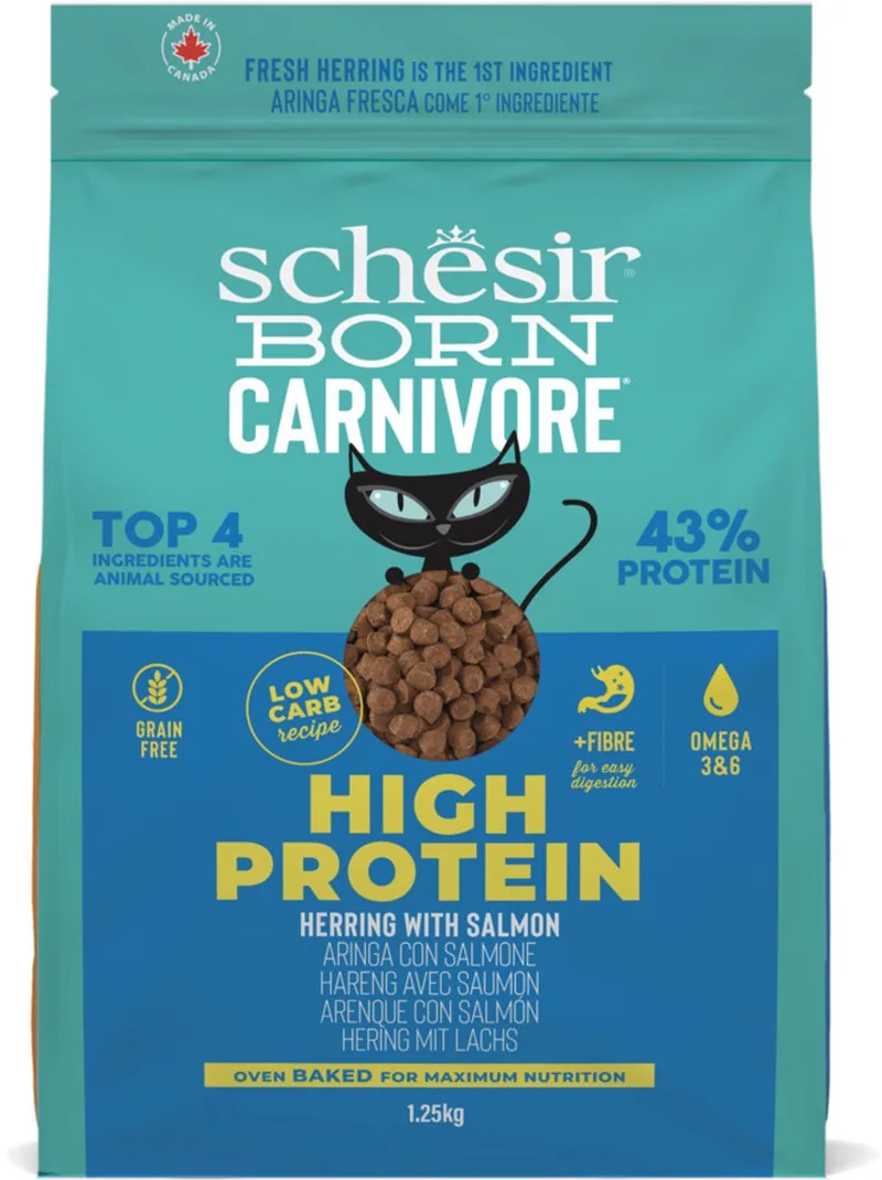 Born Carnivore Adult Graanvrij Kattenvoer Haring & Zalm 1,25 kg - Kat von Schesir – Produktfoto