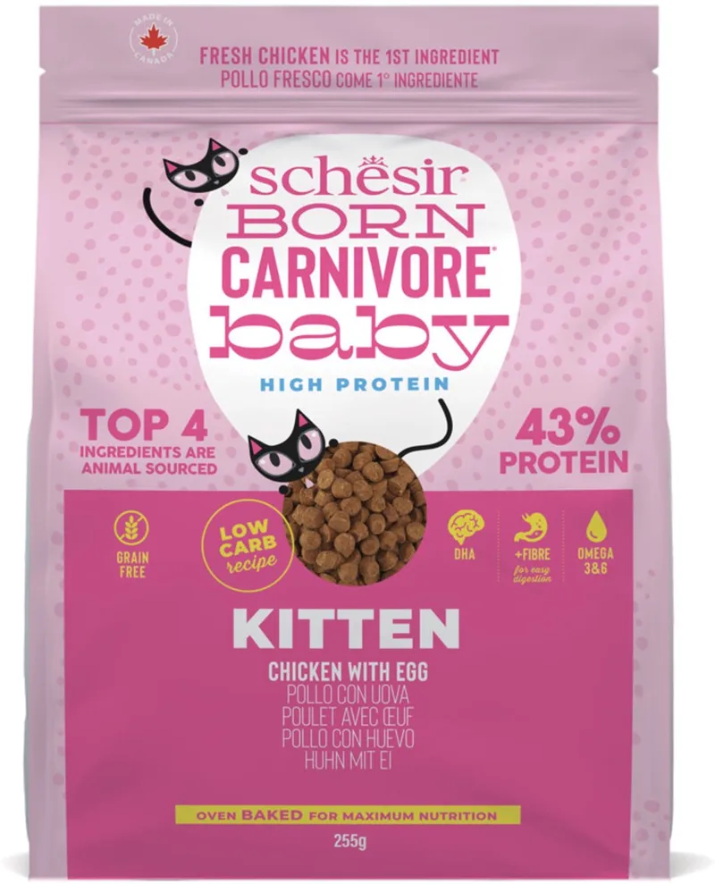 Born Carnivore Kitten Kattenvoer Chicken & Egg - 8 x 255 gr - Voordeelverpakking fra Schesir – produktbillede