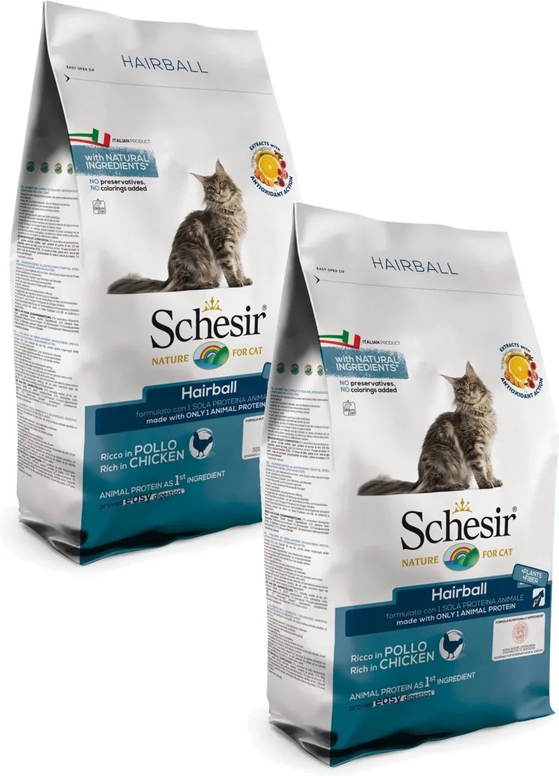 Cat Dry Hairball Kip - Kattenvoer - 2 x 1.5 kg von Schesir – Produktfoto