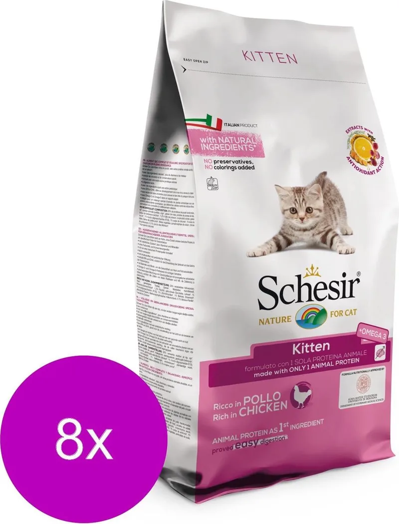 Cat Dry Kitten Kip - Kattenvoer - 8 x 400 g de Schesir – photo produit