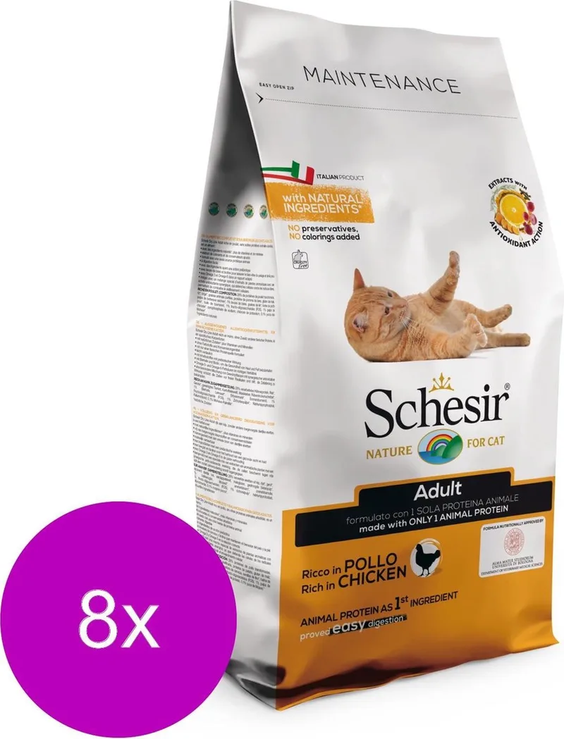 Cat Dry Maintenance Kip - Kattenvoer - 8 x 400 g de Schesir – photo produit