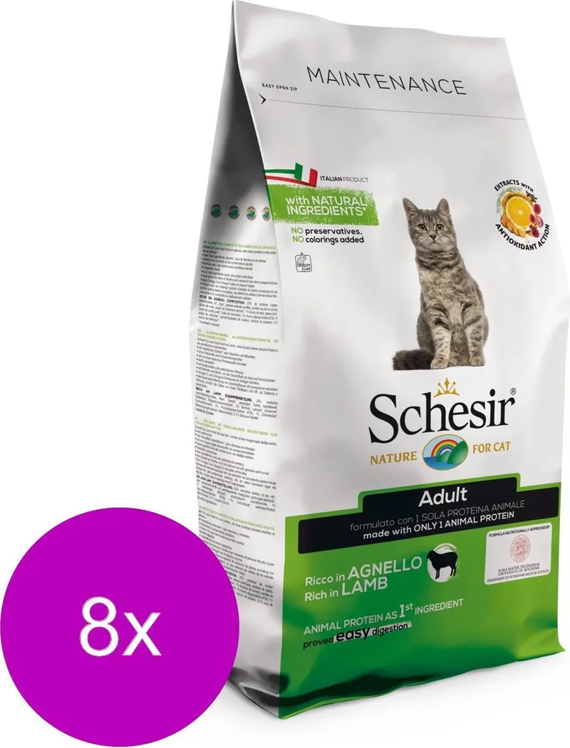 Cat Dry Maintenance Lam - Kattenvoer - 8 x 400 g by Schesir – product photo