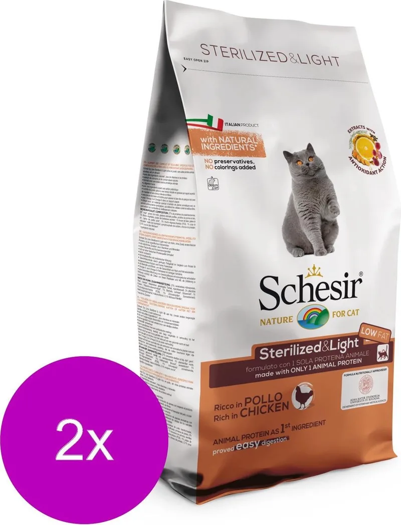 Cat Dry Sterilized-Overweight Kip - Kattenvoer - 2 x 1.5 kg by Schesir – product photo