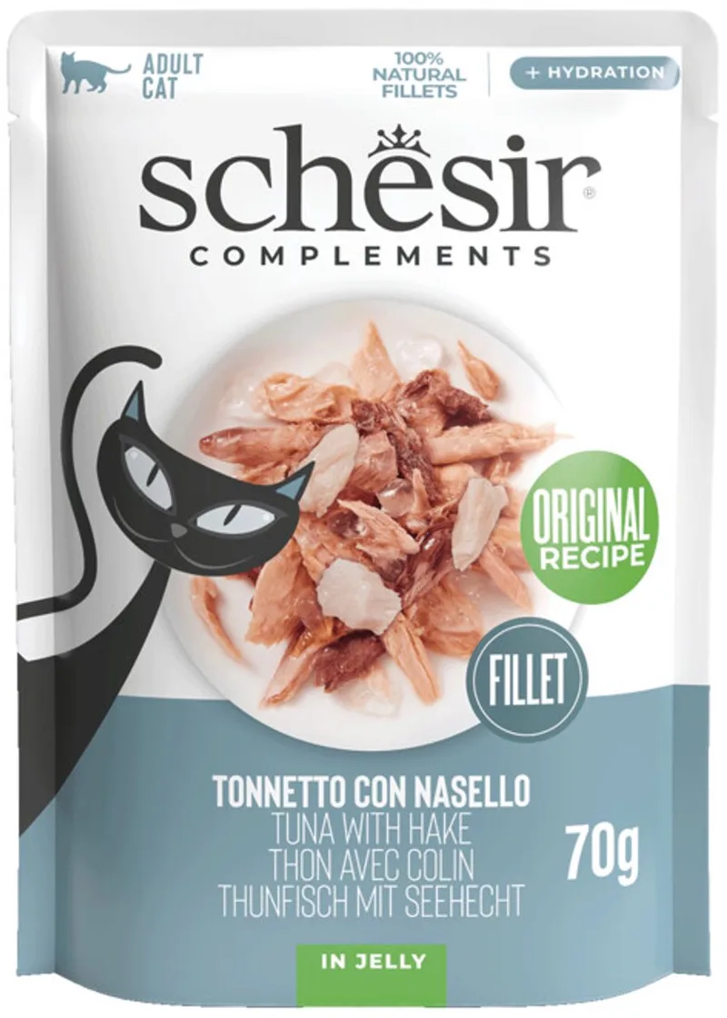 Complementary Kattenvoer Tonijn & Heek in Gelei - 12 x 70 gr - Voordeelverpakking by Schesir – product photo