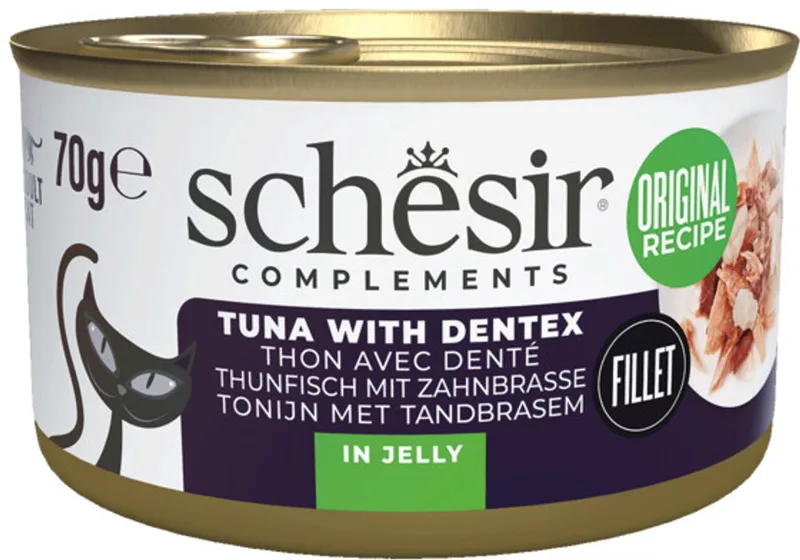 Complementary Kattenvoer Tonijn & Tandbrasem in Gelei - 12 x 70 gr - Voordeelverpakking de Schesir – photo produit