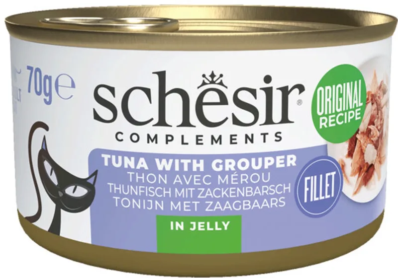 Complementary Kattenvoer Tonijn & Zeebaars in Gelei - 12 x 70 gr - Voordeelverpakking by Schesir – product photo