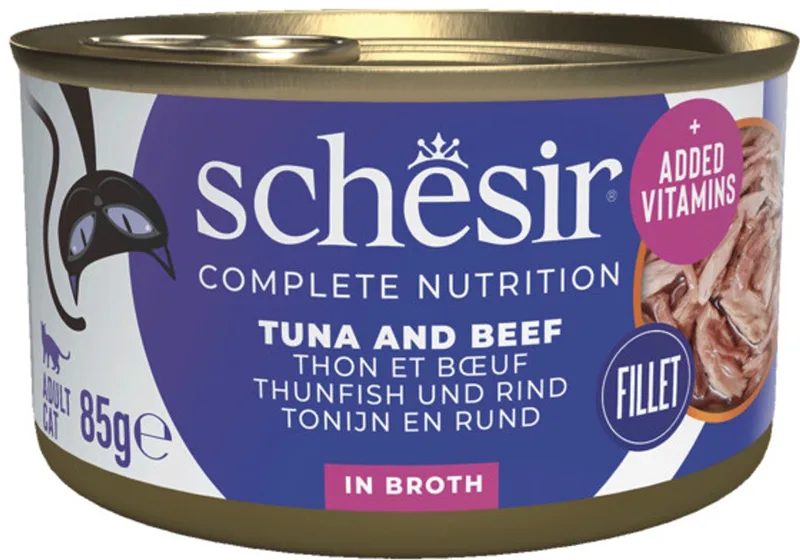 Complete & Balanced Kattenvoer Tonijn en Rundvlees in Boullion - 12 x 85 gr - Voordeelverpakking de Schesir – photo produit