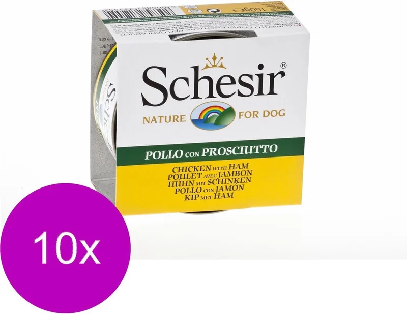 Hond Blik Gelei 150 g - Hondenvoer - 10 x Kipfilet&Ham de Schesir – photo produit