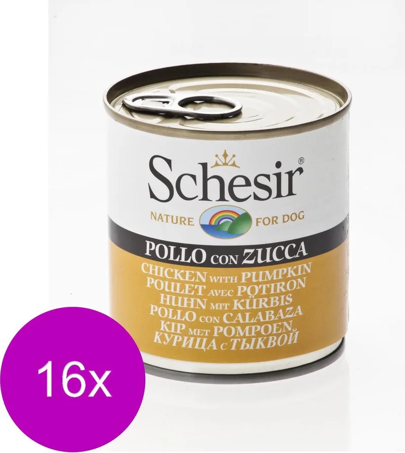 Hond Blik Gelei 285 g - Hondenvoer - 16 x Kip&Pompoen by Schesir – product photo