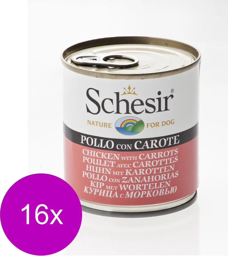 Hond Blik Gelei 285 g - Hondenvoer - 16 x Kip&Wortel de Schesir – photo produit