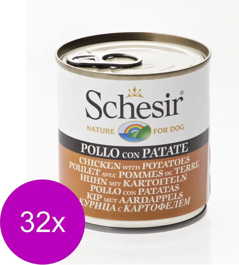 Hond Blik Gelei 285 g - Hondenvoer - 32 x Kip&Aardappel by Schesir – product photo