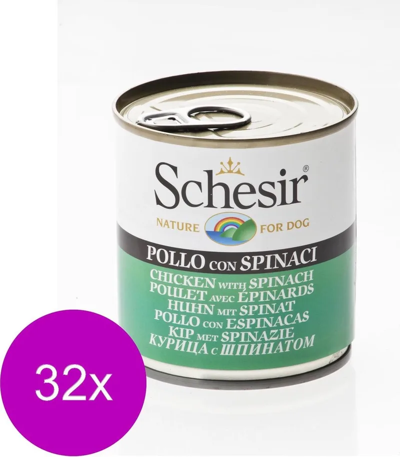 Hond Blik Gelei 285 g - Hondenvoer - 32 x Kip&Spinazie de Schesir – photo produit