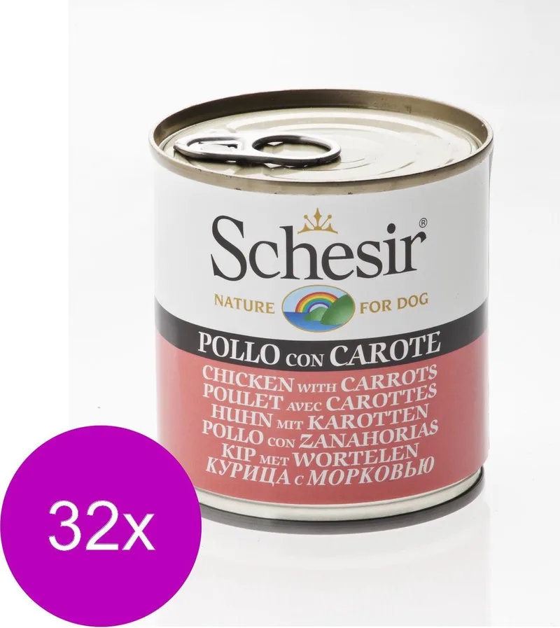Hond Blik Gelei 285 g - Hondenvoer - 32 x Kip&Wortel de Schesir – photo produit