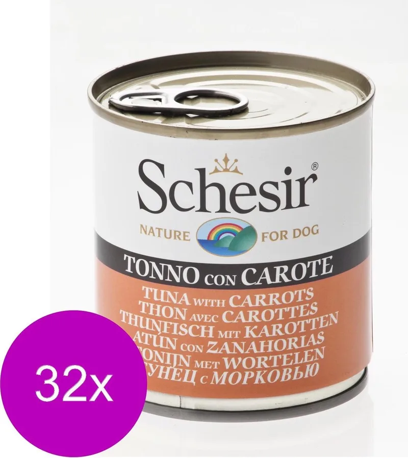 Hond Blik Gelei 285 g - Hondenvoer - 32 x Tonijn&Wortel von Schesir – Produktfoto
