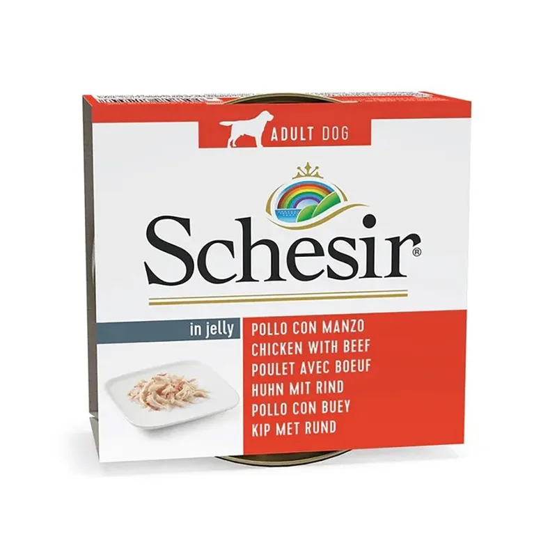 En Gelée De Poulet Avec De La Nourriture Humide Pour Chien Au Bœuf 150g de Schesir – photo produit
