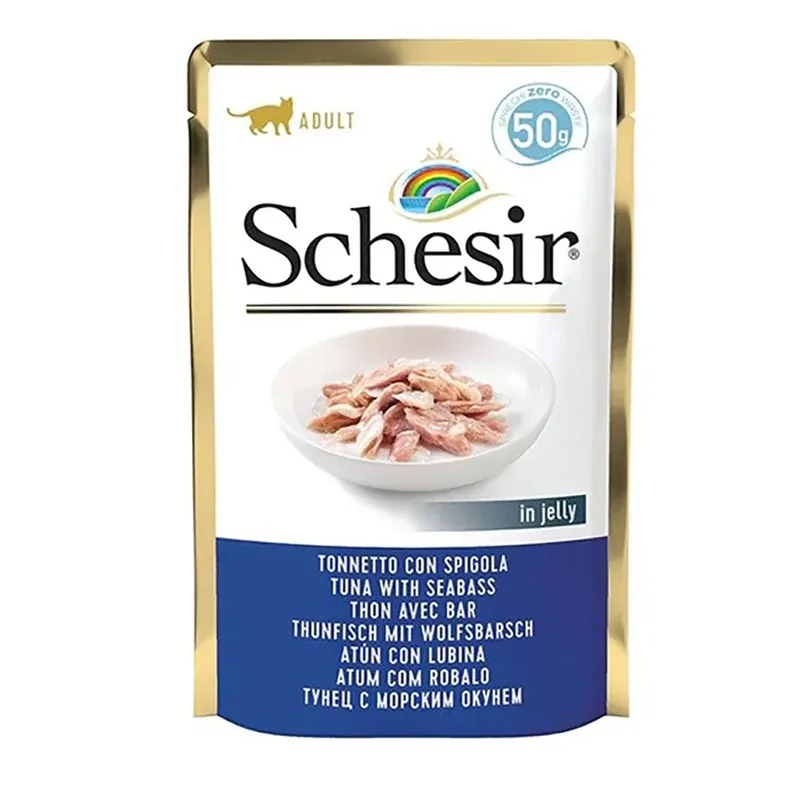 In Gelee Thunfisch Mit Wolfsbarsch Nassfutter Für Katzen 50g von Schesir – Produktfoto 1 von 2