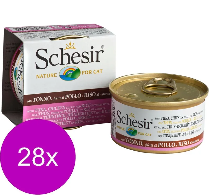 Kat Blik Gekookte Vis 85 g - Kattenvoer - 28 x Tonijn&Kip&Rijst de Schesir – photo produit
