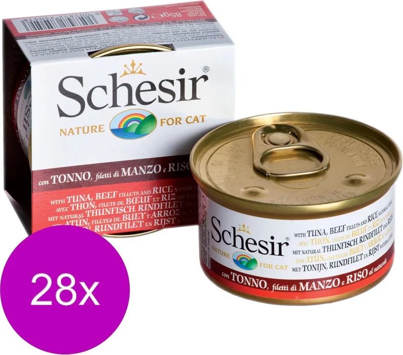 Kat Blik Gekookte Vis 85 g - Kattenvoer - 28 x Tonijn&Rund&Rijst von Schesir – Produktfoto