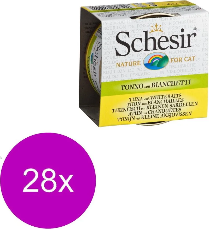 Kat Bouillon 70 g - Kattenvoer - 28 x Tonijn&Ansjovis Blik de Schesir – photo produit