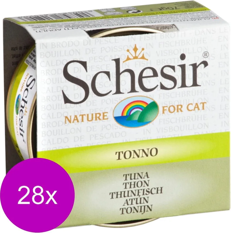 Kat Bouillon 70 g - Kattenvoer - 28 x Tonijn Blik de Schesir – photo produit