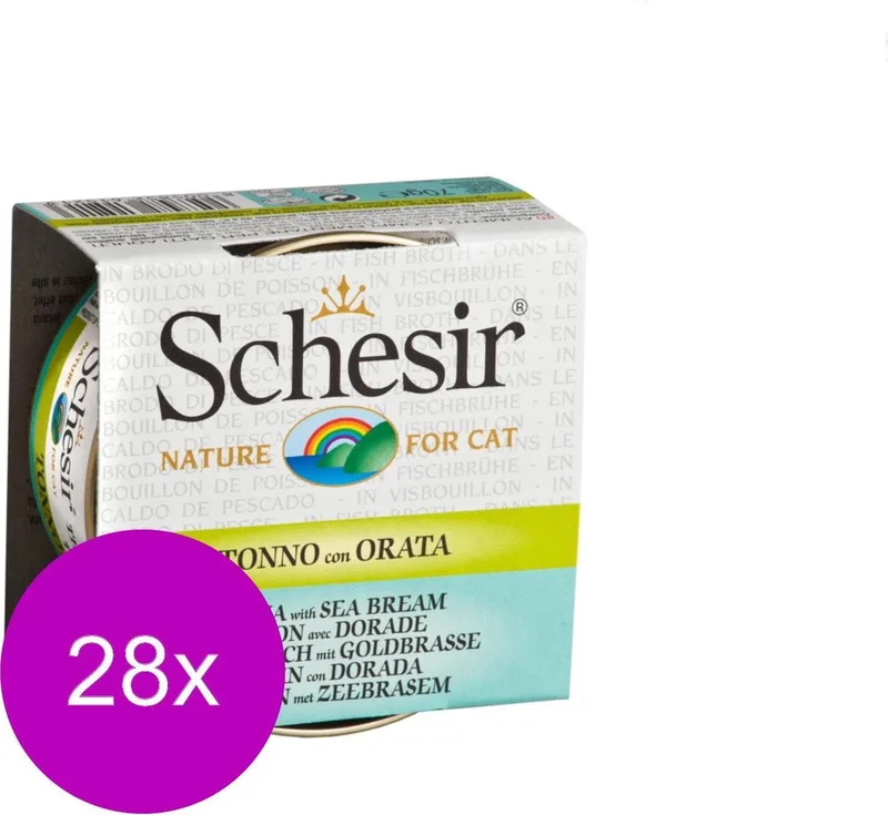 Kat Bouillon Tonijn/Dorade Blik - Kattenvoer - 28 x 70 g fra Schesir – produktbillede