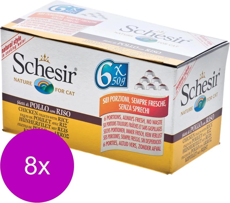 Kat Mp Blik Gekookt 6x50 g - Kattenvoer - 8 x Kip&Rijst de Schesir – photo produit
