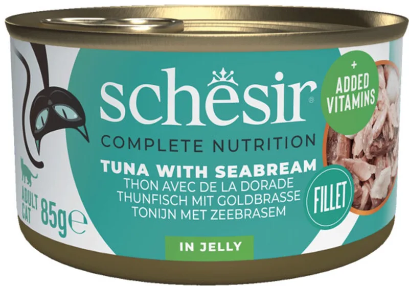 Katten Natvoer Blik Tonijn en Zeebrasem - 12 x 85 gr - Voordeelverpakking by Schesir – product photo