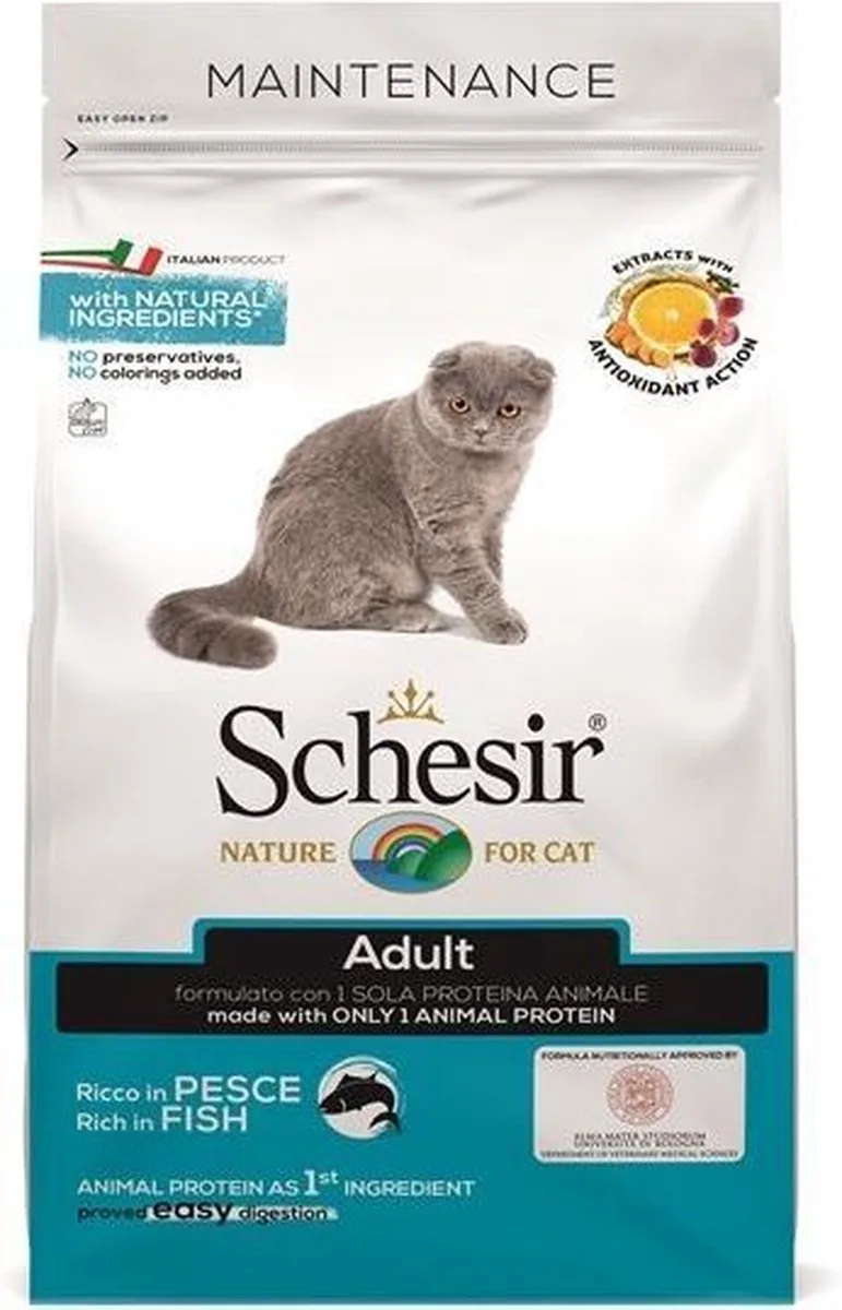 Kattenvoer - droogvoer voor katten - ADULT FISH - 1,5kg de Schesir – photo produit