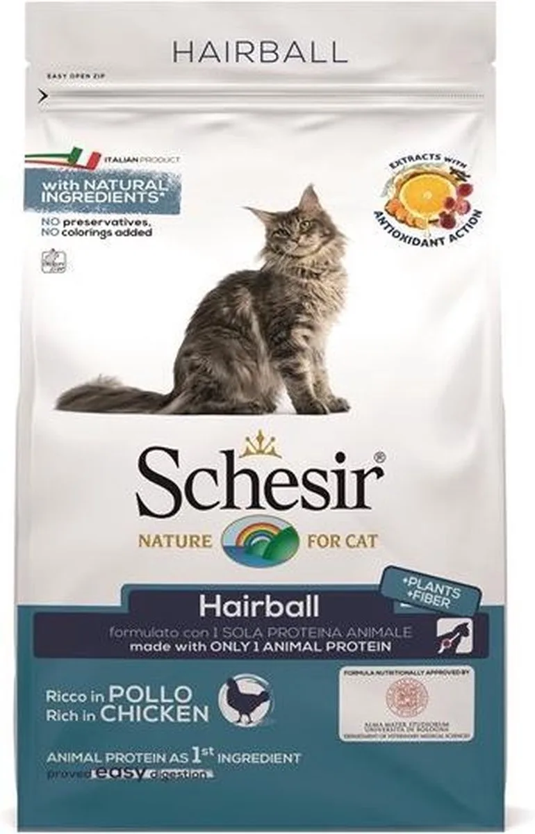 Kattenvoer - droogvoer voor katten - HAIRBALL - Kip - 1,5kg de Schesir – photo produit