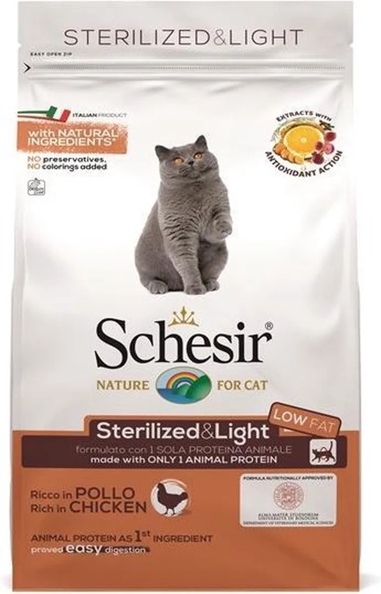 Kattenvoer - droogvoer voor katten - Sterilized en Light - Kip - 1,5 KG von Schesir – Produktfoto