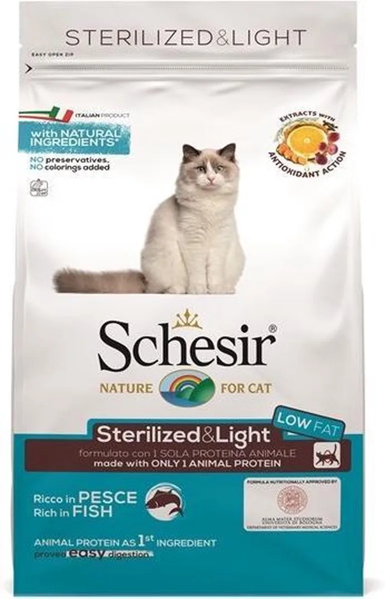 Kattenvoer - droogvoer voor katten - STERILIZED FISH - 1,5kg von Schesir – Produktfoto