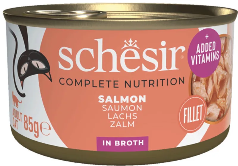 Kattenvoer Gekookte Zalm - 12 x 85 gr - Voordeelverpakking by Schesir – product photo