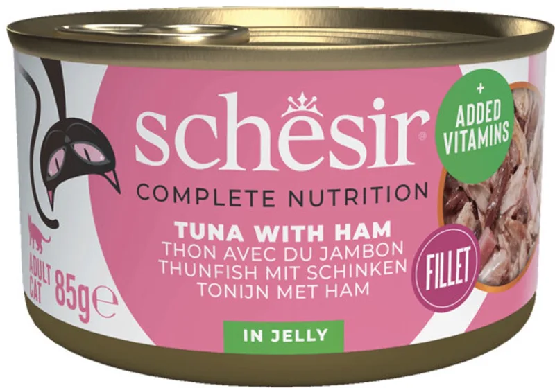 Kattenvoer Tonijn en Ham in Gelei - 12 x 85 gr - Voordeelverpakking de Schesir – photo produit