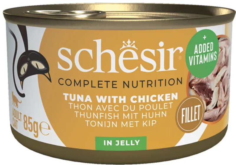 Kattenvoer Tonijn en Kip in Gelei - 12 x 85 gr - Voordeelverpakking by Schesir – product photo