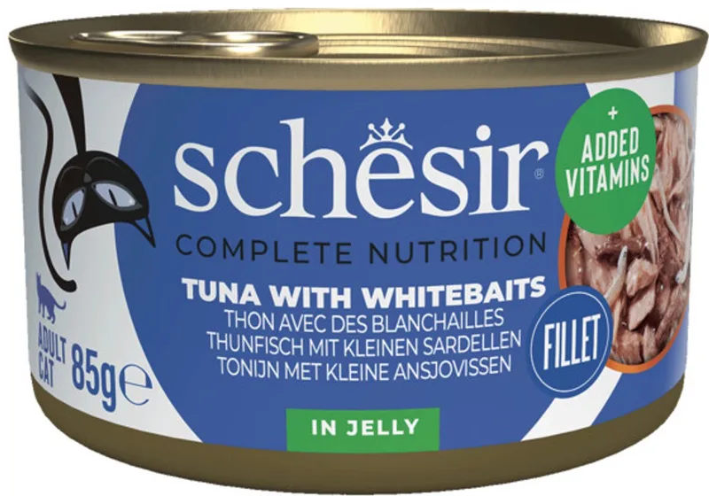 Kattenvoer Tonijn en Witvis in Gelei - 12 x 85 gr - Voordeelverpakking by Schesir – product photo