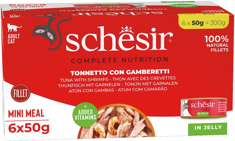 Kattenvoer Tonijn - Garnaal 6 x 50 gr von Schesir – Produktfoto