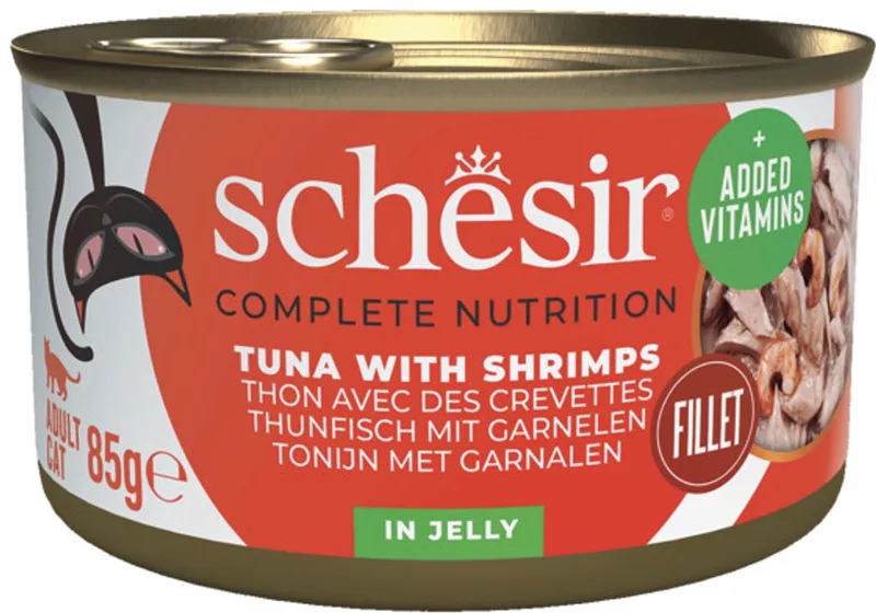 Kattenvoer Tonijn - Garnaal in Gelei - 12 x 85 gr - Voordeelverpakking von Schesir – Produktfoto