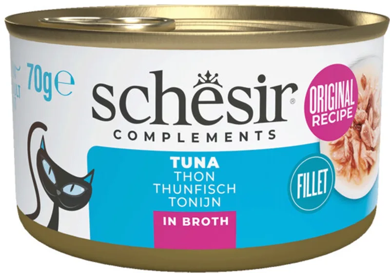 Kattenvoer Tonijn in Boullion - 12 x 70 gr - Voordeelverpakking by Schesir – product photo