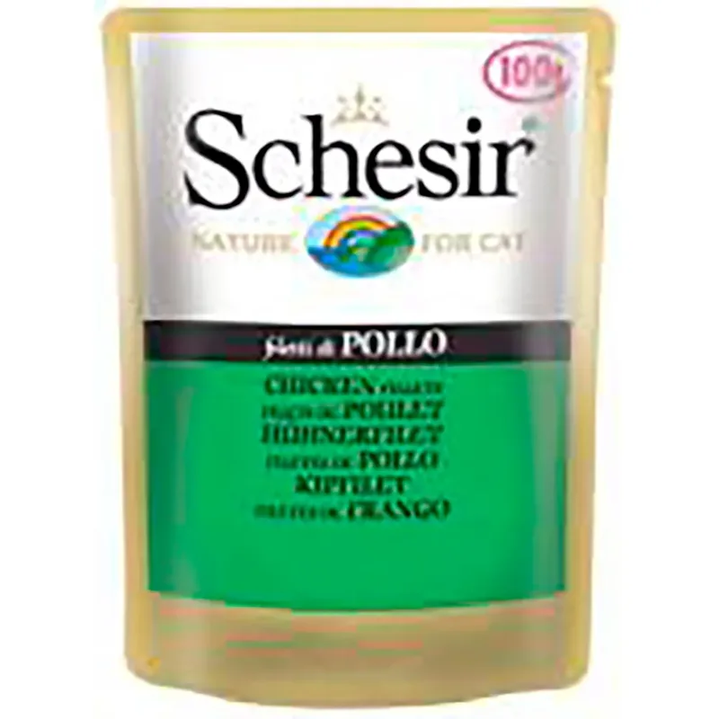 Kipfilet Gelatine Zakje Nat Kattenvoer 70g de Schesir – photo produit