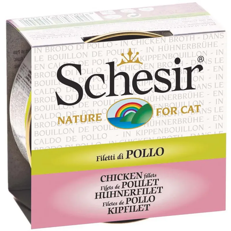 Kipfilet In Bouillon Natvoer Voor Katten 70g by Schesir – product photo