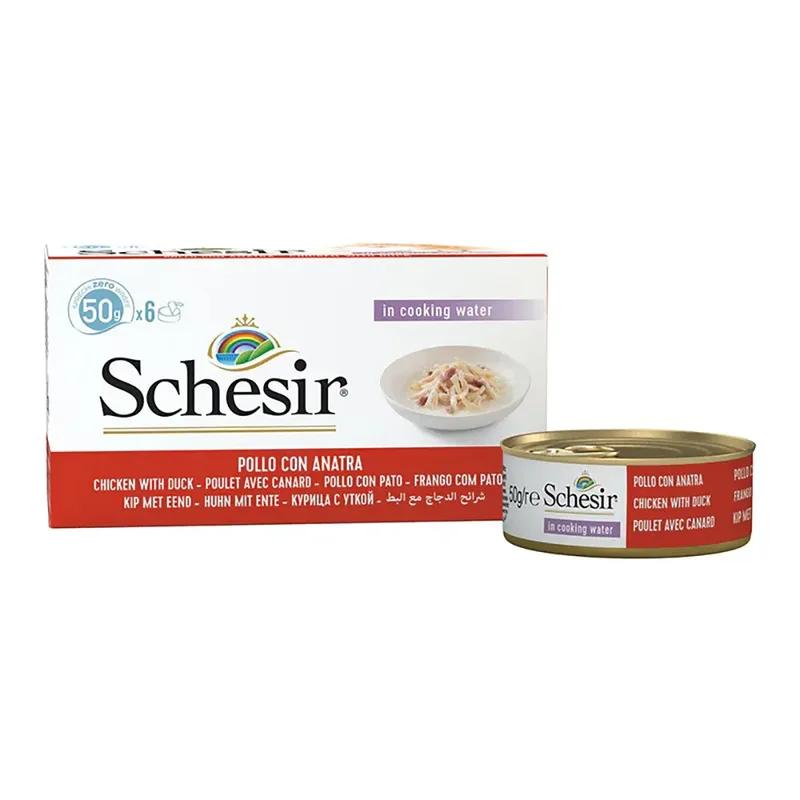 Kipfilets Met Eendenbouillon 6x50g Natvoer Voor Katten by Schesir – product photo