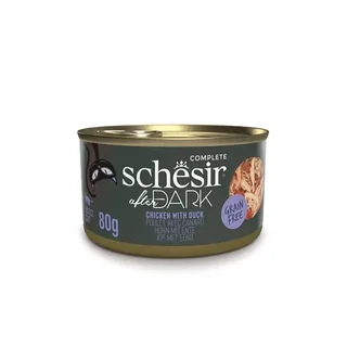 Kippenfilet Met Natvoer Voor Katten Bevochtigd Met Eendenbouillon Na Zonsondergang 80g von Schesir – Produktfoto 1 von 2