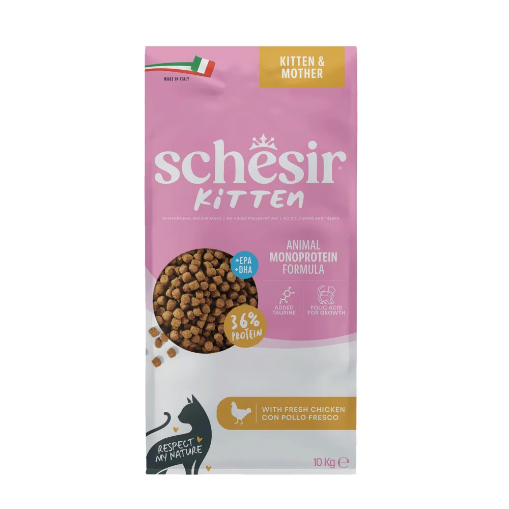 Monoprotein Kattenvoer Kitten Droog Kip 10 kg de Schesir – photo produit