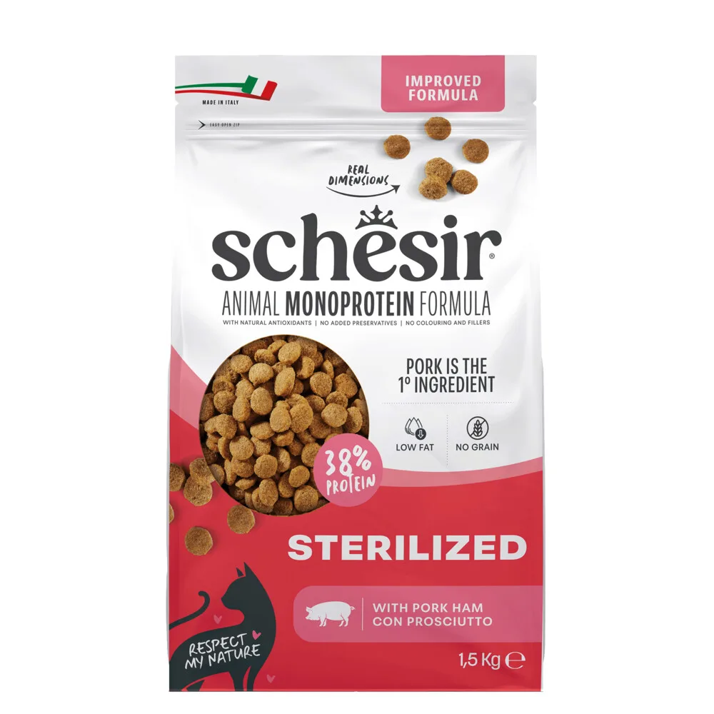 Monoproteïne Promo Kattenvoer Droog Sterilized Ham 1,5 kg by Schesir – product photo